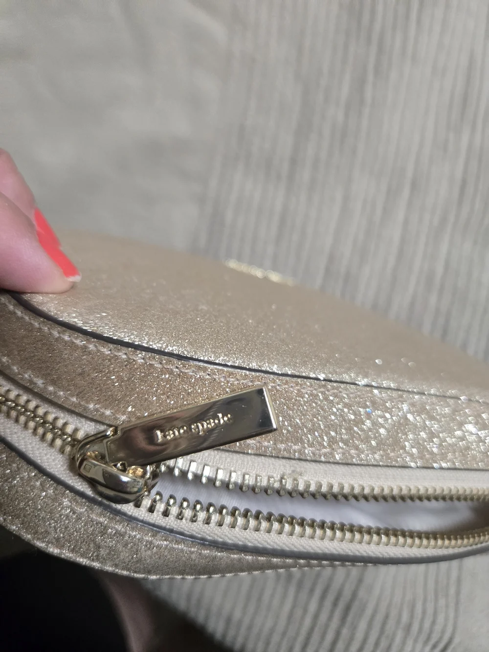 kate spade New York Glitter Crossbody Bag in Champagne